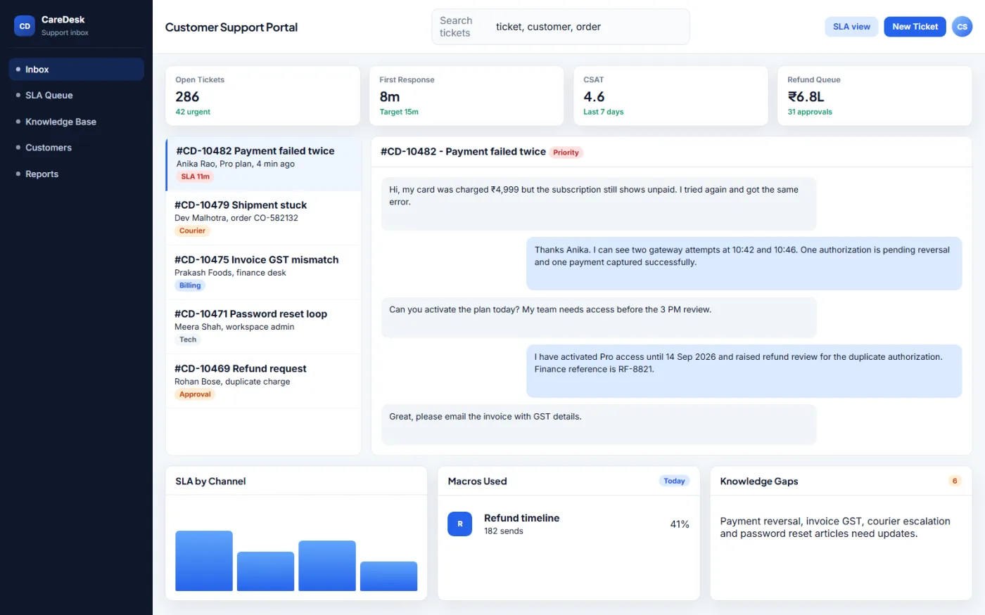 Customer Support Ticketing Portal hero screenshot
