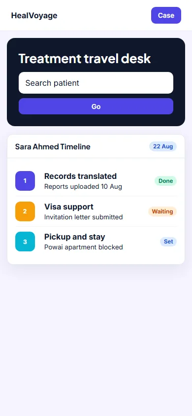 Medical Tourism Coordination Portal mobile view
