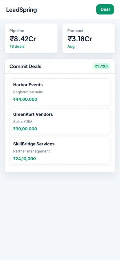 Sales CRM Platform mobile view