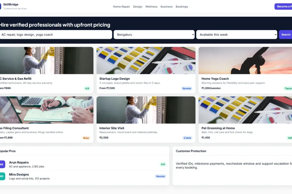 Service Marketplace Website preview