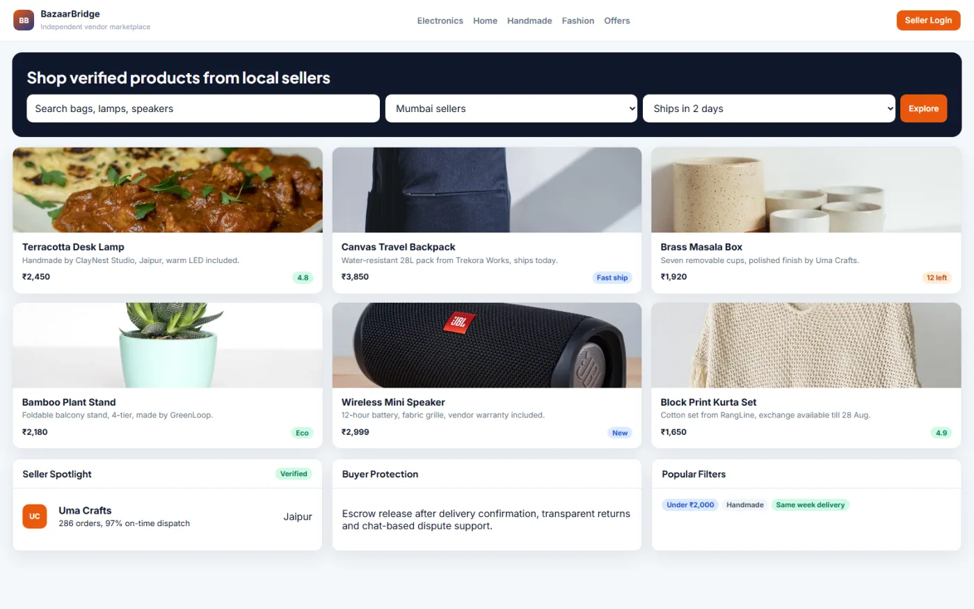 Vendor Marketplace Platform hero screenshot